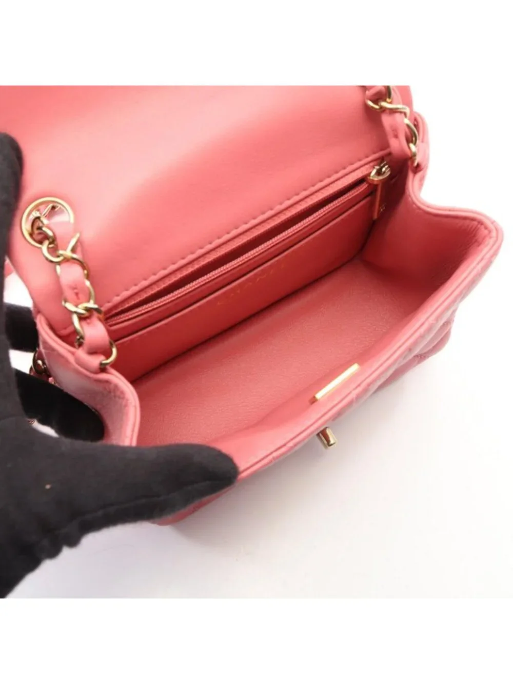 Chanel Shoulder Bag Mini Quilted Pink Lambskin Chain